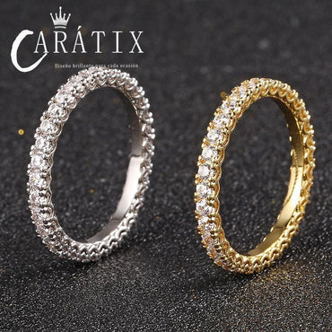 CARÁTIX Single-Row Zircon Couple Ring | Plated Unisex High Quality Hip Hop Jewelry - CaratixJewelry