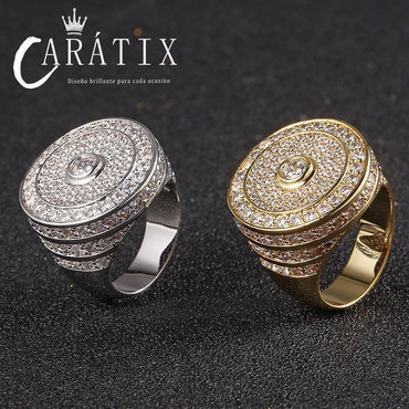 CARÁTIX Source Men's Classic Large Ring – Real Electroplating Micro-Studded Zircon Hip-Hop Ring | High-Quality Hip-Hop Jewelry - CaratixJewelry