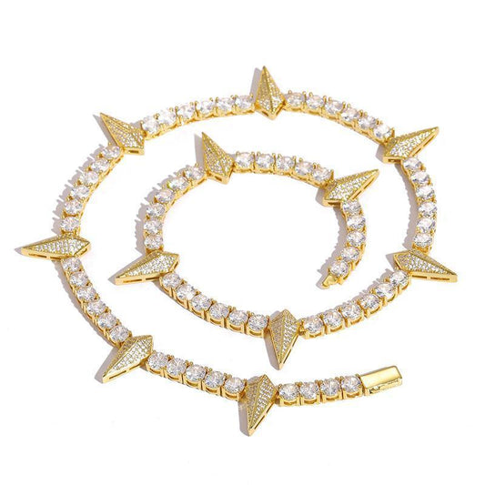 CARÁTIX Spike Tennis Chain | 3A+ CZ Iced Out Hip Hop Necklace for Men - CaratixJewelry