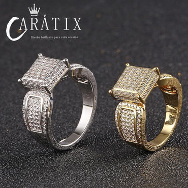 CARÁTIX Square Zircon Ring | Micro-Inlaid High Quality Hip Hop Jewelry for Men - CaratixJewelry