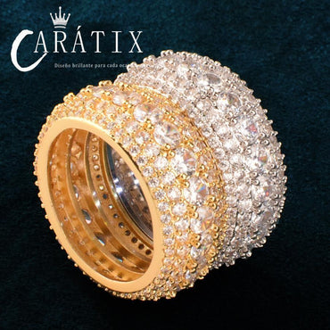 CARÁTIX Ting Jie Hip-Hop Personality Niche Micro-Inlaid White Zirconium Ring | Manufacturer Direct High-Quality Hip-Hop Jewelry - CaratixJewelry