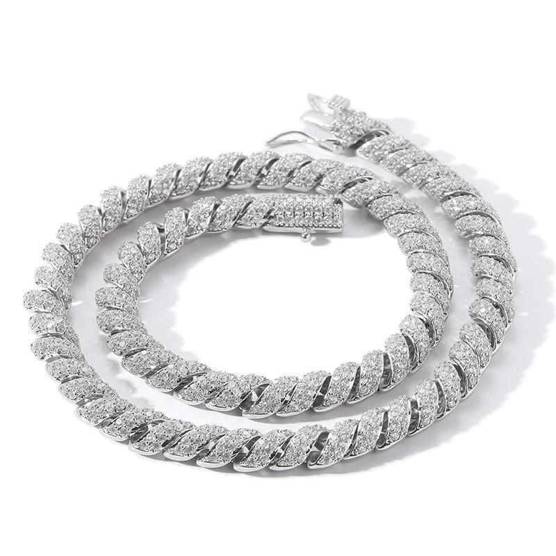 8mmTwist Rope Link Chain | 5A+ CZ Iced Out Hip Hop Necklace - CaratixJewelry