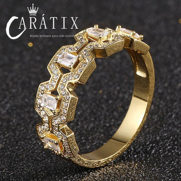 CARÁTIX Vintage Inlaid Square & Round Couple Ring – Plated Personality Simple Unisex Ring | High-Quality Hip-Hop Jewelry - CaratixJewelry