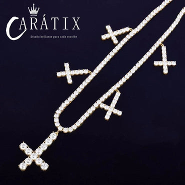 Zircon Cross Pendant Necklace – Golden Hip Hop Chain Jewelry - CaratixJewelry