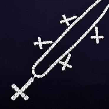 Zircon Cross Pendant Necklace – Golden Hip Hop Chain Jewelry - CaratixJewelry