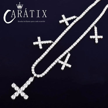 Zircon Cross Pendant Necklace – Golden Hip Hop Chain Jewelry - CaratixJewelry