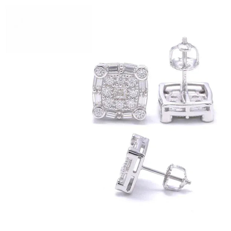 S925 Silver Cross Design Moissanite Hip Hop Hoop Earrings Unisex - CaratixJewelry