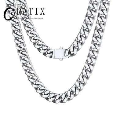 CARÁTIX – 8–16mm Miami Curb Cuban Link Chain Necklace | Hip Hop Iced Out Jewelry for Men & Women, Rapper Street Style
