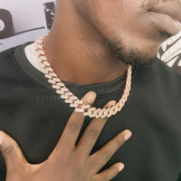 15mm Moissanite Cuban Link Necklace | S925 Silver Iced Out Hip Hop Chain - CaratixJewelry