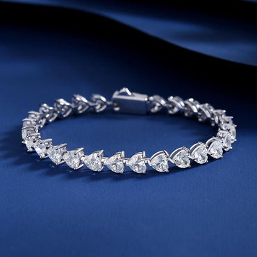 Classic Heartline Bracelet Moissanite & S925 Silver - CaratixJewelry
