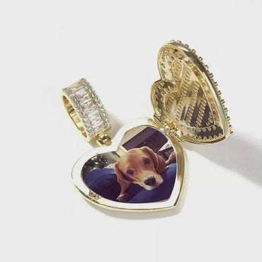 Custom Memory Photo Necklace for Men Jewelry Rotatable Double Side Personalized Medallions Picture Hip Hop Pendant - CaratixJewelry