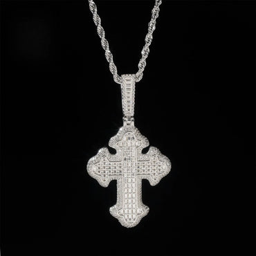 D Color Moissanite Cross Pendant Necklace – 925 Sterling Silver Iced-Out Hip Hop Jewelry - CaratixJewelry