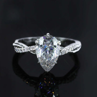 3ct Teardrop Moissanite Ring | S925 Silver Luxury Women’s Engagement Jewelry - CaratixJewelry