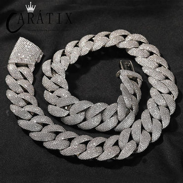 CARÁTIX – 24mm Big Heavy Bubble Round Cuban Miami Link Chain Necklace | Iced Out CZ Bling Hip Hop Jewelry for Men & Women, Rapper Street Style - CaratixJewelry