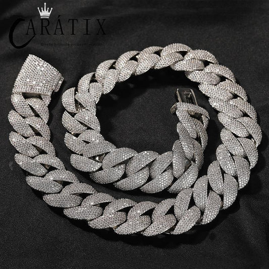 CARÁTIX – 24mm Big Heavy Bubble Round Cuban Miami Link Chain Necklace | Iced Out CZ Bling Hip Hop Jewelry for Men & Women, Rapper Street Style - CaratixJewelry