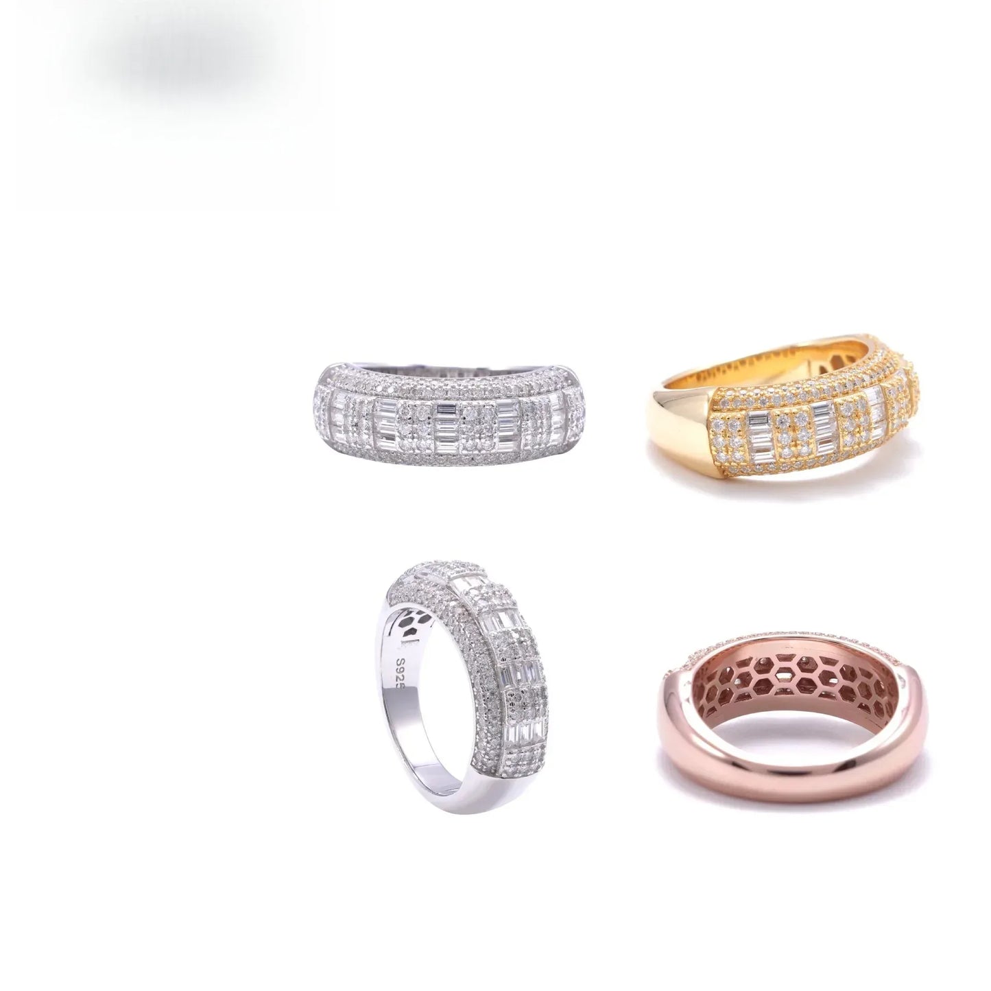 D-Color VVS Moissanite Half-Eternity Ring | S925 Silver Unisex Fashion Jewelry - CaratixJewelry