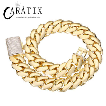 CARÁTIX 20mm Iced Out Cuban Link Chain Necklace – Heavy CZ Rhombus Hip Hop Bling Jewelry for Men | Rapper Curb Choker Gift - CaratixJewelry