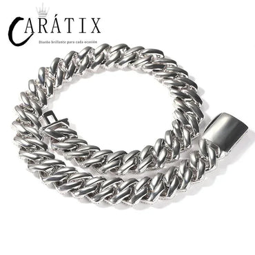 CARÁTIX 20mm 3-Row Square Cuban Link Chain Necklace – CZ Iced Out Heavy Hip Hop Bling Jewelry for Men | Rapper Gift - CaratixJewelry