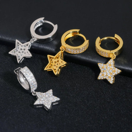 Trendy Hip Hop Star Shape Earrings for Men European Casual - CaratixJewelry