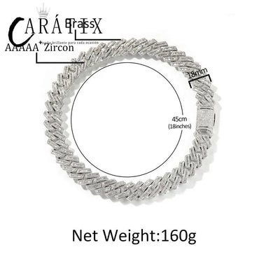 CARÁTIX – 18mm Big Heavy Rhombus Cuban Link Choker Necklace | Iced Out CZ Bling Hip Hop Jewelry for Men & Women, Rapper Street Style - CaratixJewelry