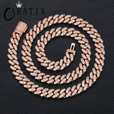 CARÁTIX 8mm Solid Cuban Link Chain Set – 5A+ CZ Iced Out Hip Hop Bling Bracelets & Necklaces for Men & Women | Unisex Rapper Gift