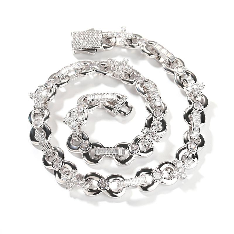 CARÁTIX Infinity Cross 8-Shape Link Chain Choker Necklace – Iced Out CZ Hip Hop Jewelry for Men & Women