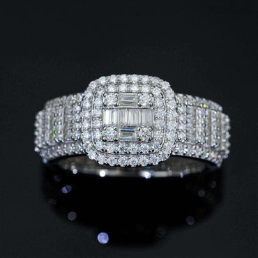 T-Cut Moissanite Men’s Ring | S925 Silver Full Iced Out Hip Hop Jewelry - CaratixJewelry