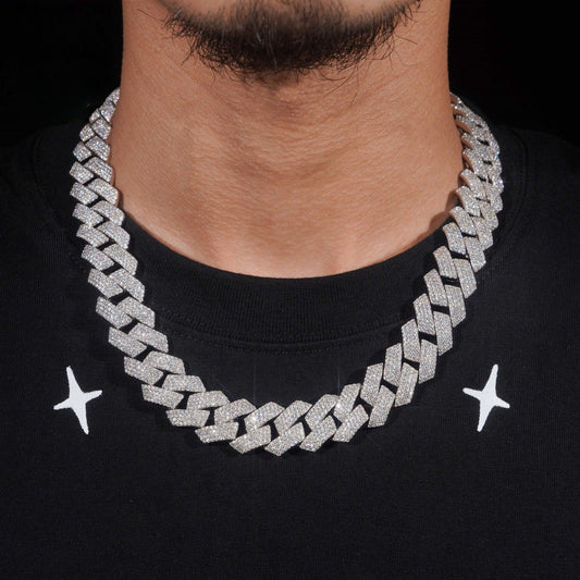 18mm Iced-Out Moissanite Cuban Link Chain – S925 Sterling Silver Hip Hop Streetwear Necklace - CaratixJewelry