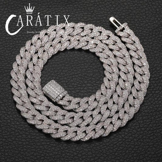 CARÁTIX 8MM Miami Cuban Chain Necklace – Hip Hop Iced Out Jewelry with 3A+ CZ Stones for Men & Women