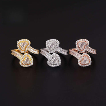 Heart Moissanite Hip Hop Ring | S925 Silver D-Color Step-Cut Unisex Iced Out Jewelry - CaratixJewelry