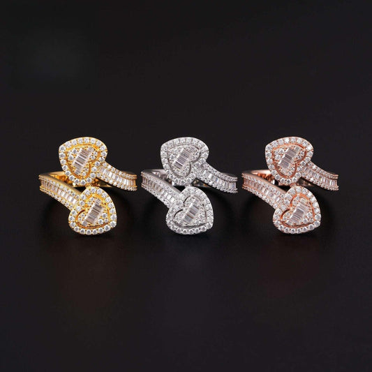 Heart Moissanite Hip Hop Ring | S925 Silver D-Color Step-Cut Unisex Iced Out Jewelry - CaratixJewelry