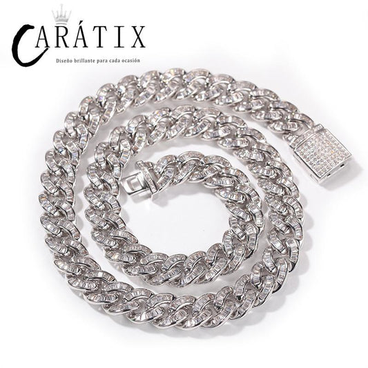 CARÁTIX 10mm Square CZ Cuban Chain | Iced Out Hip Hop Necklace for Men