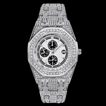 Date Blacked Chronograph Iced Out Watch – Luxury Hip Hop Style - CaratixJewelry