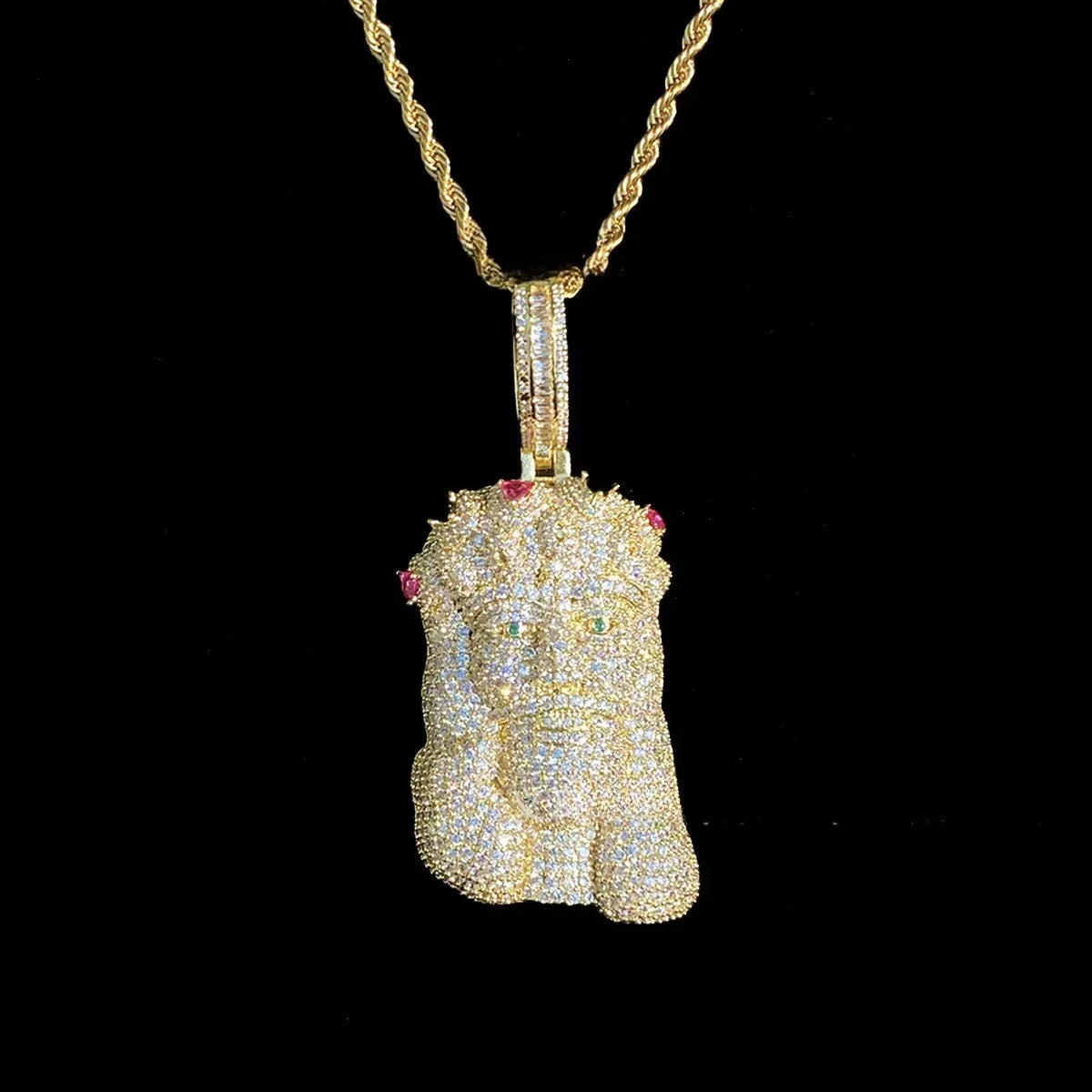Iced Out 3D Portrait Figurine Pendant | Men's Real Copper CZ Sweater Chain - CaratixJewelry