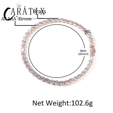 CARÁTIX - Hip Hop 3A+ CZ Stone Paved Bling Iced Out 10mm Tennis Link Chain Necklaces for Men Rapper Jewelry Golden Silver Color Valentine's Day Gift for Men & Girls & Boys Mothers' Day Gift #Springtok