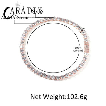 CARÁTIX 10mm CZ Tennis Chain Necklace – Iced Out Hip Hop Bling Jewelry for Men in Gold & Silver - CaratixJewelry