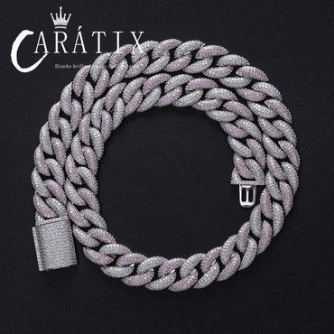 CARÁTIX 15mm Cuban Miami Chain | Micro Paved CZ Iced Out Hip Hop Necklace for Men