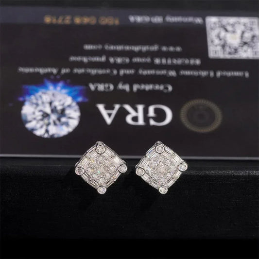 S925 Silver Cross Design Moissanite Hip Hop Hoop Earrings Unisex - CaratixJewelry
