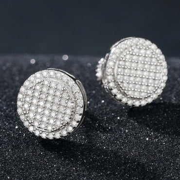 Disk Screw Back 18k Gold 925 Silver VVS Hip Hop Earrings - CaratixJewelry