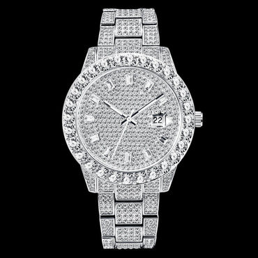 Double Baguette Numerals Iced Out Watch – Luxury Hip Hop Timepiece - CaratixJewelry