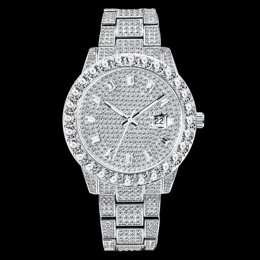 Double Baguette Numerals Iced Out Watch – Luxury Hip Hop Timepiece - CaratixJewelry