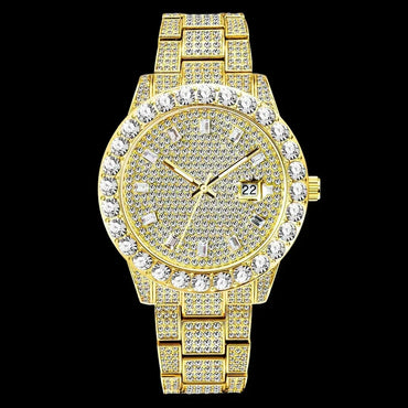 Double Baguette Numerals Iced Out Watch – Luxury Hip Hop Timepiece - CaratixJewelry