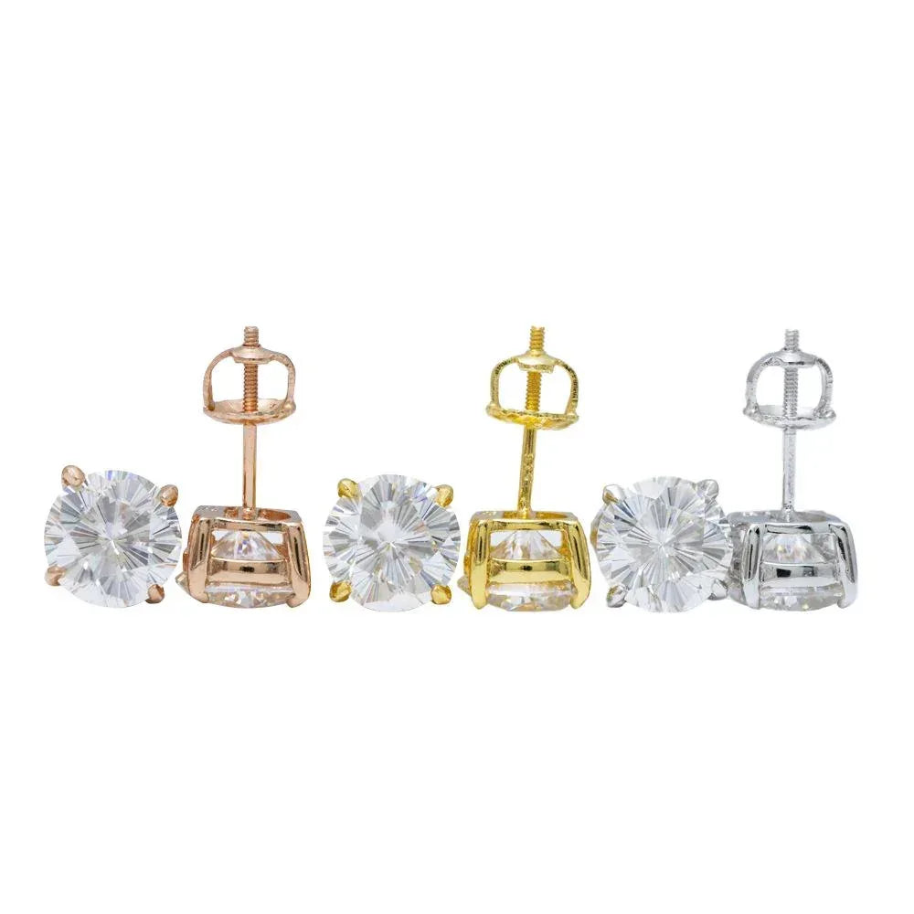 S925 Silver VVS Sakura Cut Moissanite Hip Hop Stud Earrings - CaratixJewelry