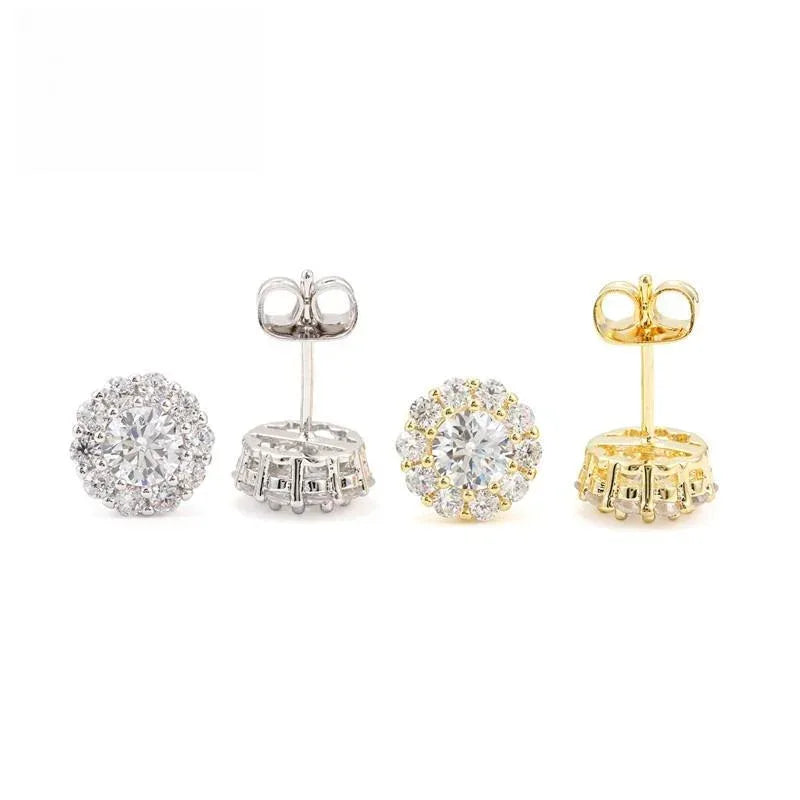 S925 Silver Cross Design Moissanite Hip Hop Hoop Earrings - CaratixJewelry