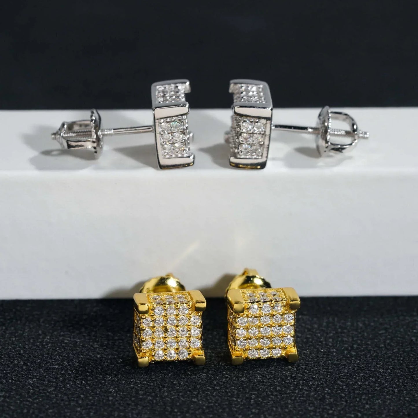 S925 Silver Square Pavé Moissanite Inspired Earrings - CaratixJewelry