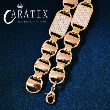 CARÁTIX Square Box Chain Necklace – AAAAA Zircon Iced Out Hip Hop Bling Jewelry for Men | Multi-Size Chino Link Chain