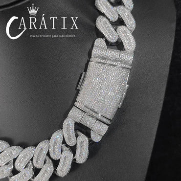 CARÁTIX 29mm Rectangle CZ Cuban Chain | Bling Zircon Hip Hop Necklace for Men