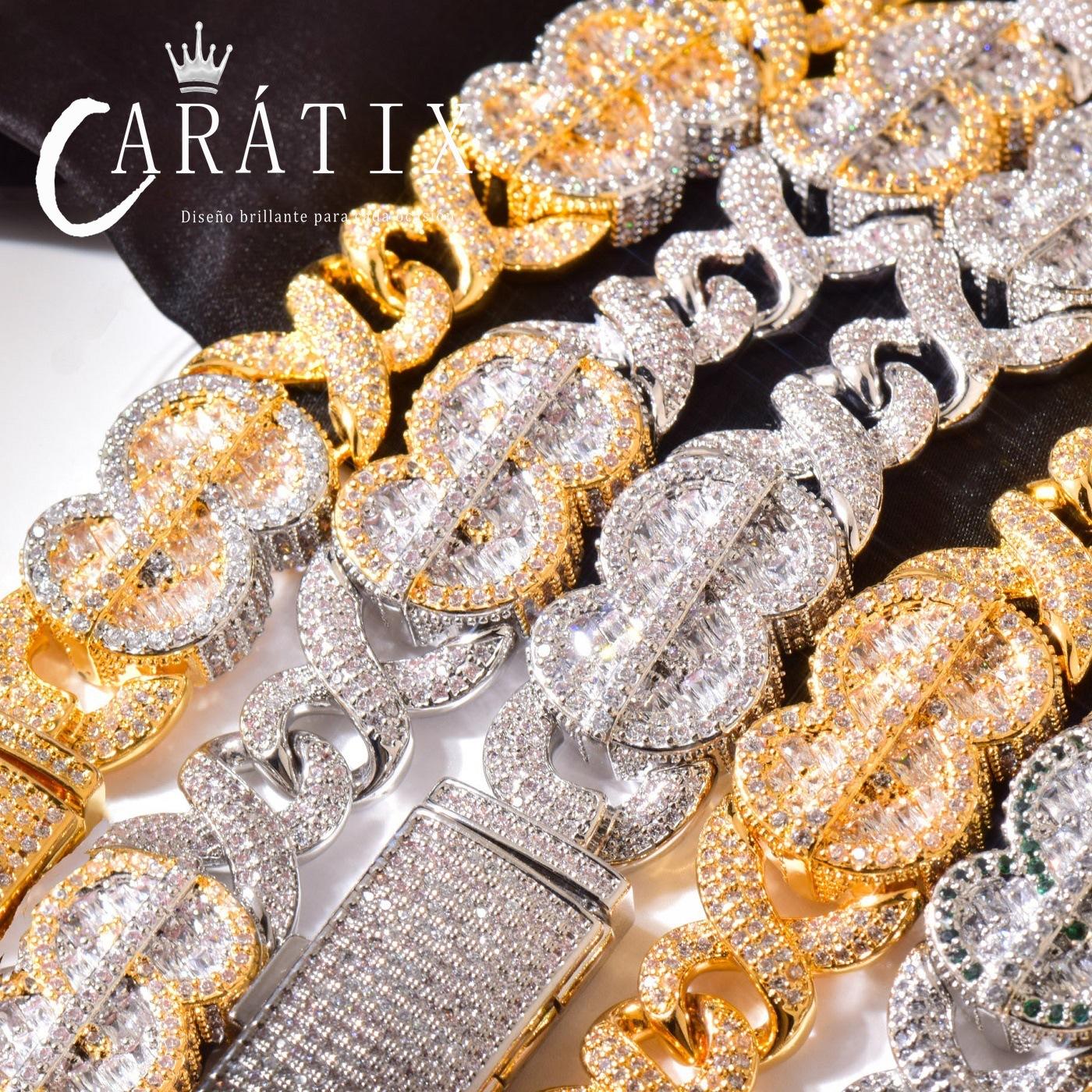 CARÁTIX Infinite Golden Chain Necklace – Iced Out Hip Hop Chino Link Jewelry for Men | Versatile Multi-Size Design