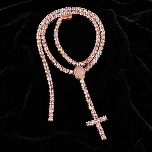 CARATIX Iced Out 5A CZ Cross Pendant Tennis Chain Necklace