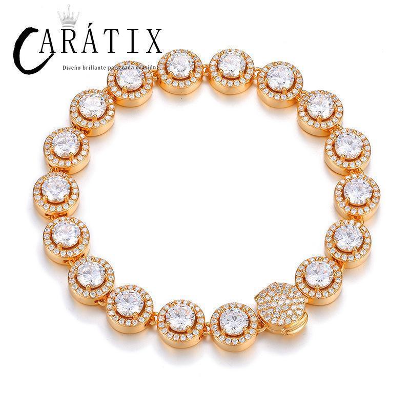 CARÁTIX Iced Out Round CZ Tennis Link Chain Necklace for Men - CaratixJewelry
